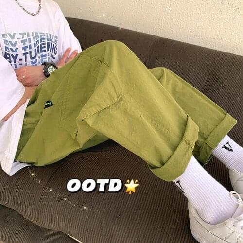 2021 Summer Mens Large Pocket Streetwear Cargo Loose Casual Pants Men Hip Hop Trousers Pantalon Homme Mens Joggers Sweatpants