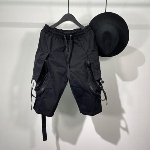 Owen Seak Men Casual Short Harem Gothic High Street Hip Hop Mens Safari Sweatpants Summer Streetwear Pant Men Loose Black Short