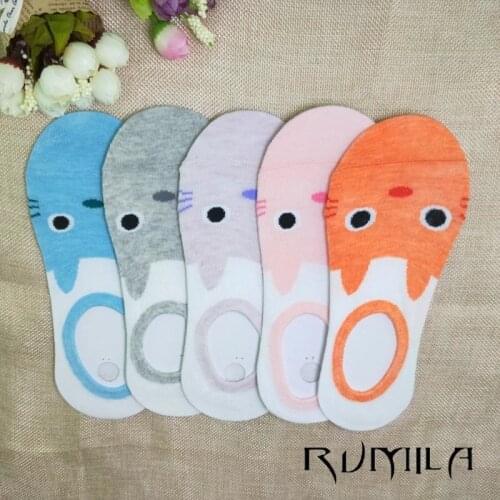 CAT summer comfortable cotton bamboo fiber girl womens socks ankle low female invisible color girl boy hosier 1pair=2pcs WS95