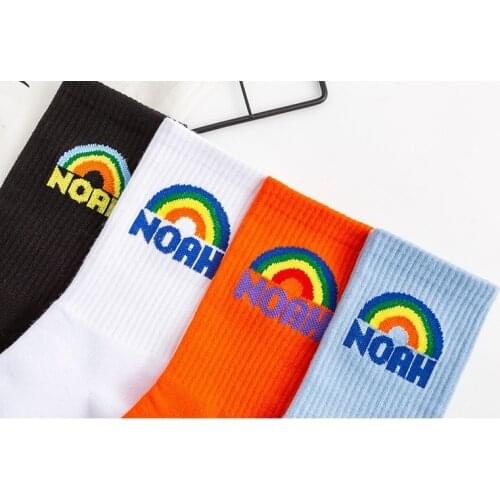 4Pairs NOAH Rainbow Socks Women Hombre embroidery Hosiery Funny Bandhnu Summer Casual Short Print man in Bulk
