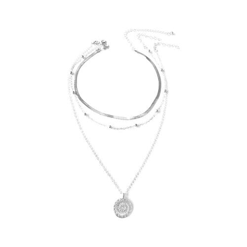 2021 New Hot Fashion Lotus Pendant Necklace Blade Chain Womens 3pcs Set Choker For Anniversary Birthday Date Party