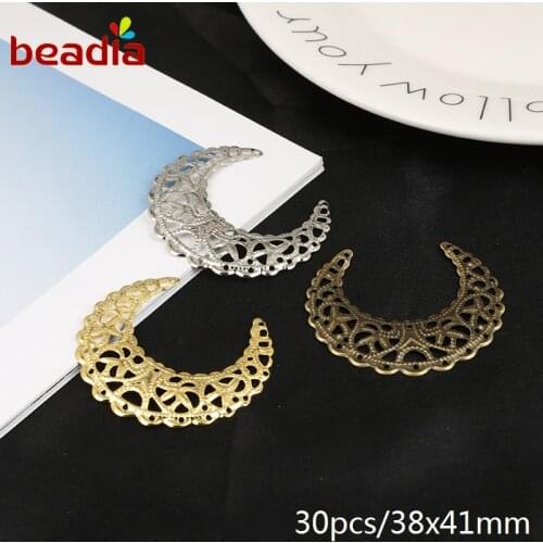 New Arrival 30pcs/bag 38*41mm Iron Beautiful Moon Metal Crafts Connector For Jewelry Findings Making DIY Accessories