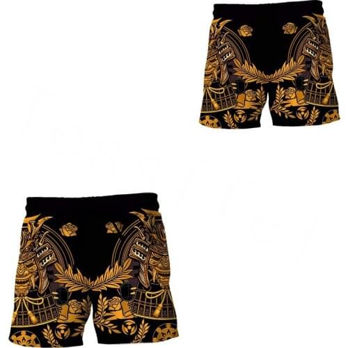 Tessffel Japan Samurai Tattoo Armor 3D Printed 2021 New Fashion Summer Casual Shorts Man/Woman Harajuku Loose Beach Style-W32