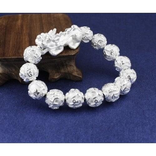 New Fashion Mens Temperament Silver-plated Transfer Bead Bracelet Beautifully Carved Animal 2020 Lucky Fortune Lucky Bracelet