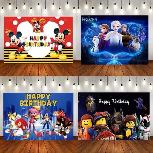 New 120*80cm Disney Mickey Cartoon Background Birthday Party Frozen Christmas Decorations For Home Large Colorful Bedroom Decor