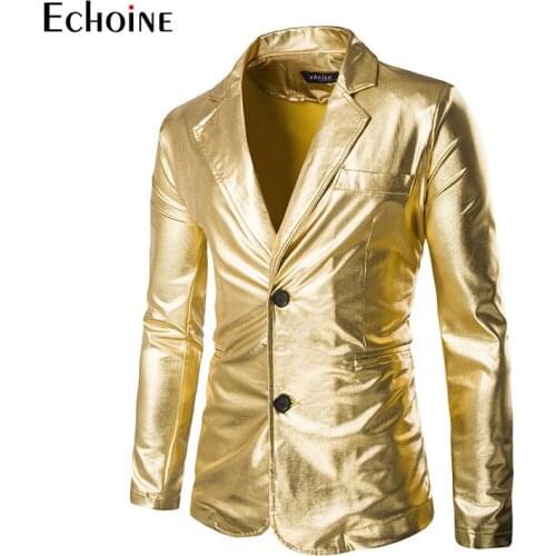 Autumn Winter Male Jacket Suit Classic Party Suits Men Golden Suit Blazer Performance Suit Outwear Costume Nightclub Slim Fit
