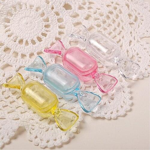 10Pcs 8*2.2CM Transparent Pink Yellow Candy Shape Plastic Jewelry Box For Packaging Jewelry Candy Gifts Cute Little Box