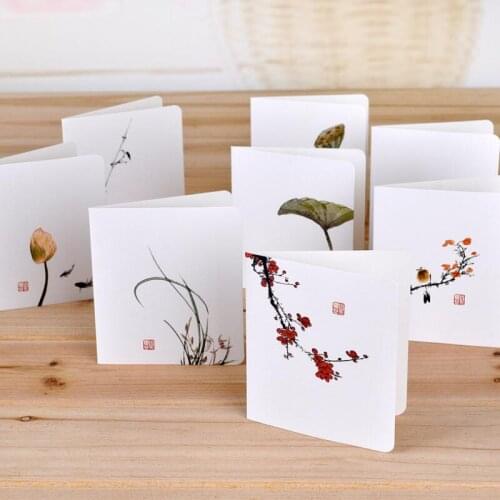 Simple classical Chinese style fresh folding cards Christmas New Year greetings Universal cards birthday festival gifts LX8506