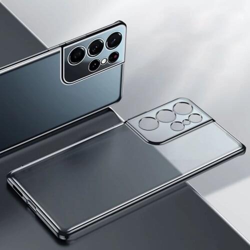 For Samsung S21 FE Luxury Transparent Plating Soft Silicone Case For Samsung S21 S20 Ultra Plus S21 S20 FE Protection Clear Case