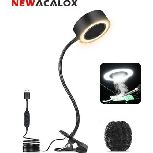 NEWACALOX Solder Smoke Absorber Remover Carbon Filter Quiet Exhaust Fan with LED Light DIY Working Fan for Soldering Station