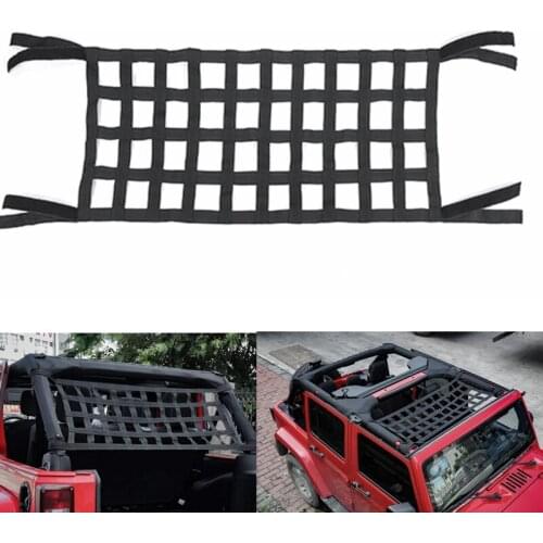 Cargo Net Car Top Roof Hammock Mesh For Jeep Wrangler JK JKU JL YJ TJ LJ 97-2020 Car Auto Roof Storage Net Hammock