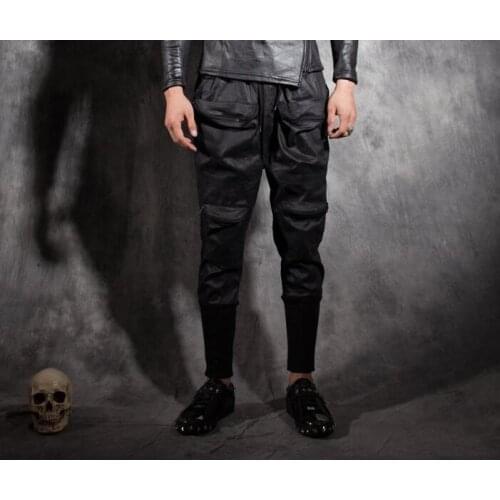 Korean personality fashion more pockets pants mens feet trousers pantalones hombre cargo harem pants for men pantalon homme