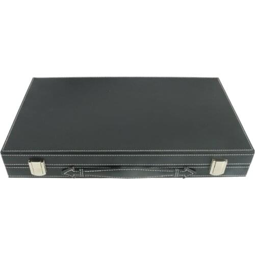 Foldable Chess Board Backgammon Set PU Leather Case Portable with Playing Pieces Nice Gifts