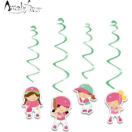 Sports Theme Baseball girls Players Ceiling Hanging Swirl Decoration Sports Meeting Event Birthday Party Decorations Supplies