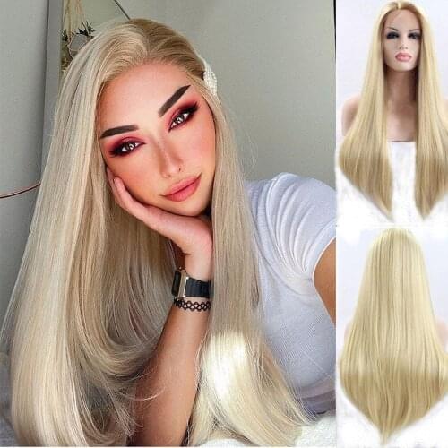 Blonde Long Straight Synthetic Lace Front Wigs for Women Long Blond Lace Wig with Baby Hair Glueless Heat Resistant Fiber Hair