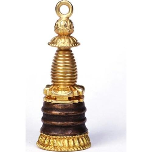 TGB005 Tibetan Newly Brass Golden Tower Prayer Box Amulet Pendant Good Quality for Man
