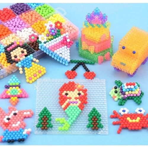Magic Water Sticky Beads Children 300PCs 36colors/Set OPP Bags Crystal Color Spray Puzzle Aqua for Kids Gift Toys