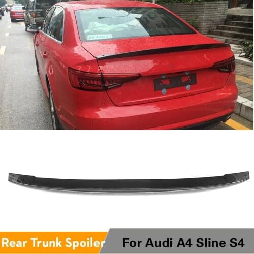Carbon Fiber Rear Trunk Boot Lip Wing for Audi A4 B9 Base Standars and Sline S4 Sedan 2017 2018