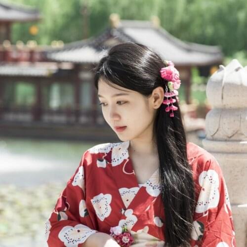 Hand-made Kimono Plum Flower Hairpin Woman Hair Clip for Cosplay Japanese Hair Accessories Headdress Beautiful Bride Headwear