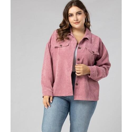 2021 Womens Blouses Autumn Tops Femme Casual Women Shirt Long Sleeve Women Blouse Plus Size Blusas Loose Oversize Coat Corduroy