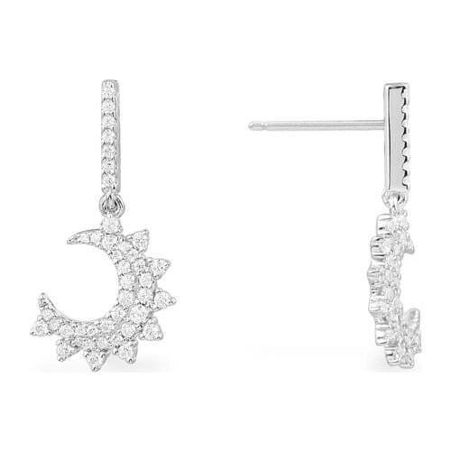 Sterling silver September new natural pearl star moon pendant long moon earrings female fashion temperament jewelry