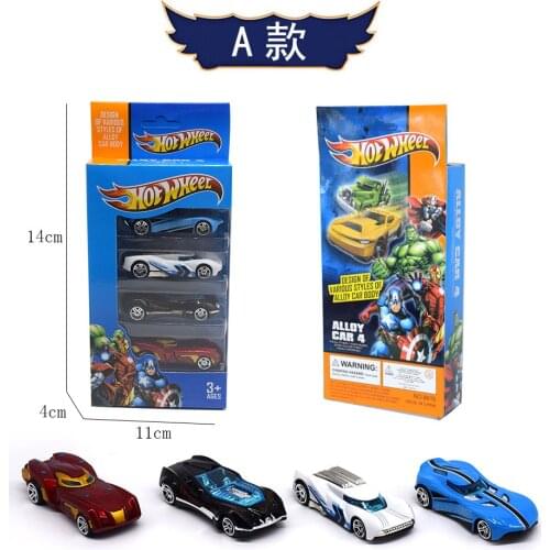 1:64 4 Pcs/Alloy Car Hot Wheels Mini Racing Model Toys Childrens Alloy Sliding Pocket Small Sports Car Cars Suit For Children