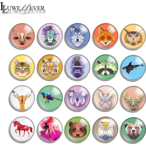 10mm 12mm 16mm 20mm 25mm 30mm 570 Cool Animal Mix Round Glass Cabochon Jewelry Finding 18mm Snap Button Charm Bracelet