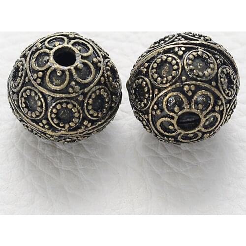 Miasol 10 Pcs Fluted Corrugated Tibetan Style Antique Bronze Beads Cast Spacer Beads 20MM For Diy Jewelry Making