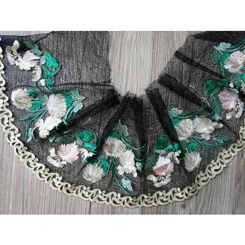 2Yards Guipure Embroidered Lace Trim Tulle Black Skin Flowers Sewing Fabrics DIY Craft Clothes Accessories Lace Accessories