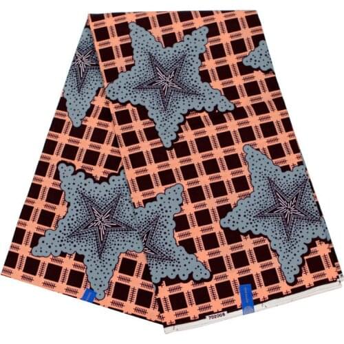 2019 Excellent High Quality African Nigeria Ankara Veritable Real Wax Sea Star Print Pure Cotton Fabric For Dress 6 Yards