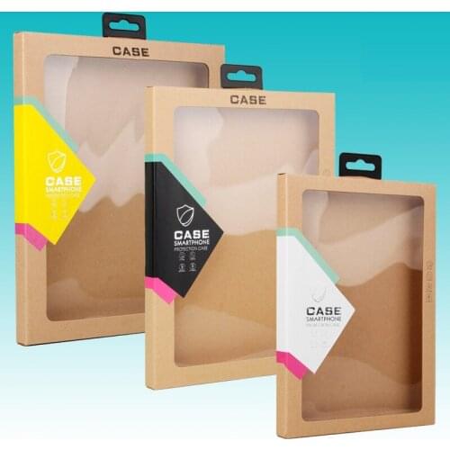 300pcs/lot Luxury Kraft Paper Package Box With Clear transparent Pvc Window Packing Box For 8 9 10 inch Case