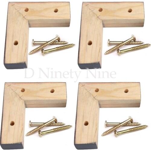 4Pcs Oak Wood 15x5x5cm Black Right Angle Wooden Furniture Leg Feet 100kg Bearing Weight for Sofa Cabinet Tables Bed