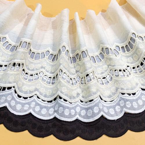 5Meter/pack Off White Beige Cotton Embroidered Lace Net Ribbons Fabric Trim DIY Sewing Handmade Craft Material VQX095706
