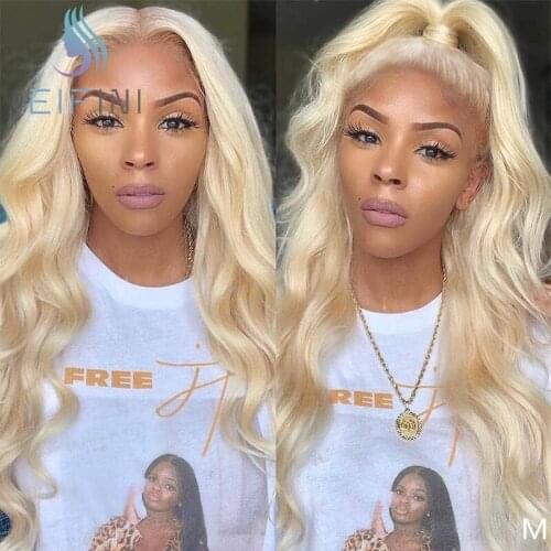 613 Blonde Lace Front Human Hair Wigs Pre Plucked Remy Malaysian Body Wave 4X4 Lace Closure Wigs For Black Womens T Part Eifini