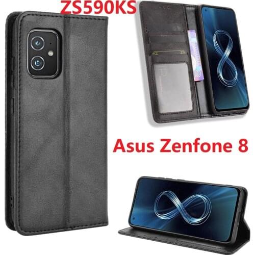 2021 Wallet PU Leather For Asus Zenfone 8 Case Magnetic Book Stand Flip Card Protective ZS590KS Cover