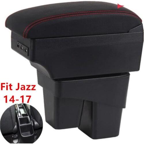 For Fit Jazz 3rd generation armrest box central Store content Storage box USB interface 2014-2017
