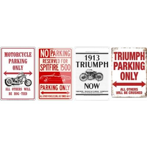 GEDSING ?Triumph Motorcycle Garage Parking Only Notice Retro Metal Tin Sign Pub Club Cafe bar Home Wall Art Decoration Poster