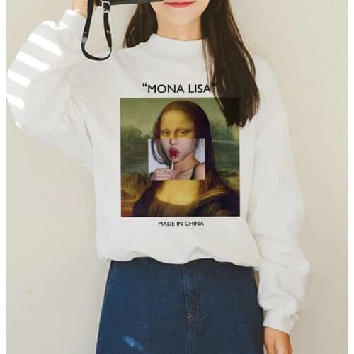 Mona Lisa Aesthetic Harajuku Hoodies Grunge 90s Graphic Ullzang Funny Cartoon Print Sweatshirt Korean Style Fashion Hoody Female