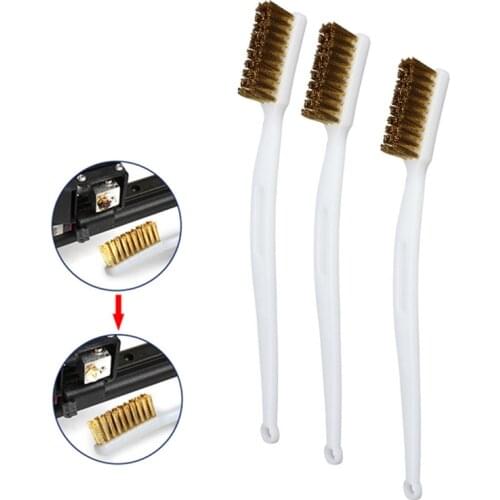1PCs 3D Printer Cleaner Tool Copper Wire Toothbrush Copper Brush Handle For Nozzle Block Hotend Cleaning Hot Bed Cleaning Parts