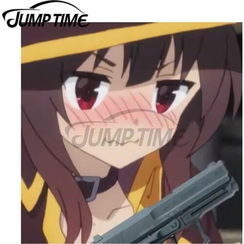 JumpTime 13 x 11.5cm Megumin Gun Car Stickers Windshield Refrigerator Decal Windows Vinyl Material Fine Creative SUV Graphics