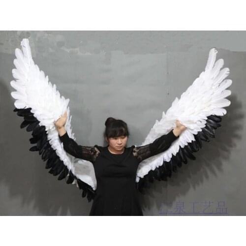 Cosplay Adult big size black and white Feather angel Wings Photo Prop Stage Show angel wing Halloween Costume Party Supplies