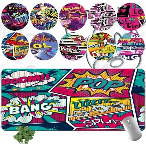 Computer Keyboard Mouse Mat PU Leather Graffiti Art Pattern Print Series Large 800x300 600x300 Office Desk Accessories Mouse Pad