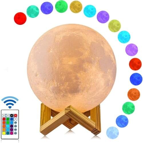 3D Print Moon Lamp Kids Night Light Galaxy Lamp Room Moonlight Touch Remote Control USB Rechargeable Table Desk Lamp For Home