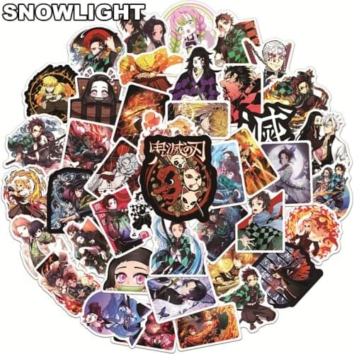 10/50pcs/set Cartoon Anime Demon Slayer Graffiti Stickers For Kid Case Mixed Luggage Laptop Skateboard Diaries Phone Helmet