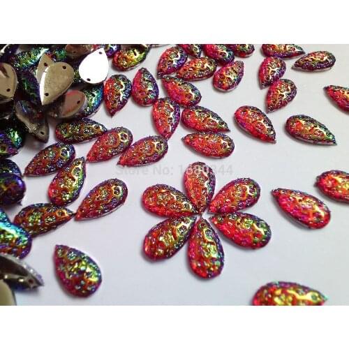 New Sew on crystal Red AB colour drop shape rhinestones gemstones strass 10*18mm hand sewing for dress 120pcs/lot