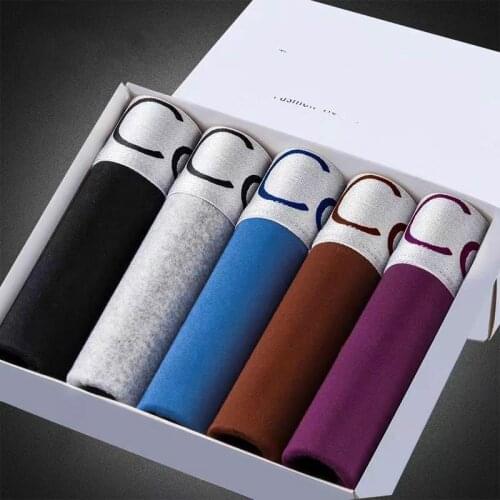 3/4/5Pcs/Lot New Mens Panties Sexy Fashion Boxer Shorts Splicing Solid Color Home Comfortable Letter Underpants Boxers