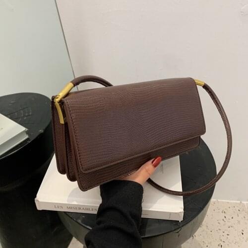Solid Color Handbag Leather Flap Underarm Shoulder Bags For Women 2021 Fashion Trends Female Handbags and Purses Travel