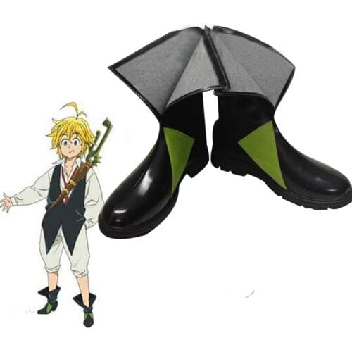 Anime The Seven Deadly Sins Meliodas Cosplay Wigs Heat Resistant Synthetic Hair Perucas Cosplay Wig +Wig Cap Black Boots