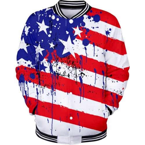American Independence Day Print Popular New Street Men/Women 3D Baseball Jacket Trend Boy/Girl Fashion Brand hot Baseball Jacket