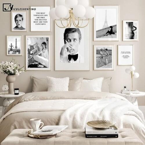 Roger Moore Smoking Twiggy Canvas Painting Sexy Model Vintage Poster Art Print Black White Photography Wall Picture Home Decor